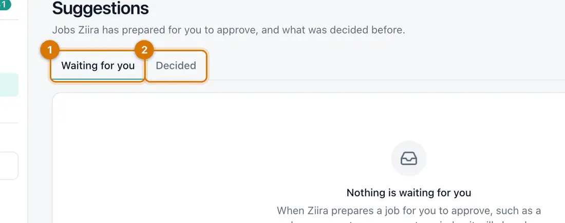 The Suggestions page with the Waiting for you and Decided tabs